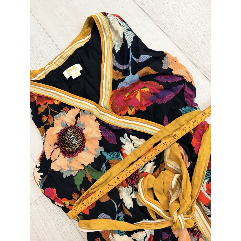 Maeve By Anthropologie Botanical Floral Faux Wrap Handkerchief Dress Sz 12 - Picture 9 of 10